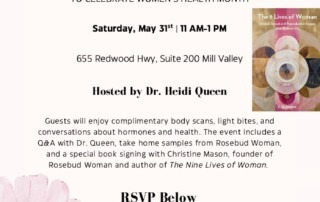 Join Dr. Heidi Queen for a special open house in celebration of Women’s Health Month — a relaxed, uplifting gathering where you can ask questions, explore wellness tools, and connect with community.